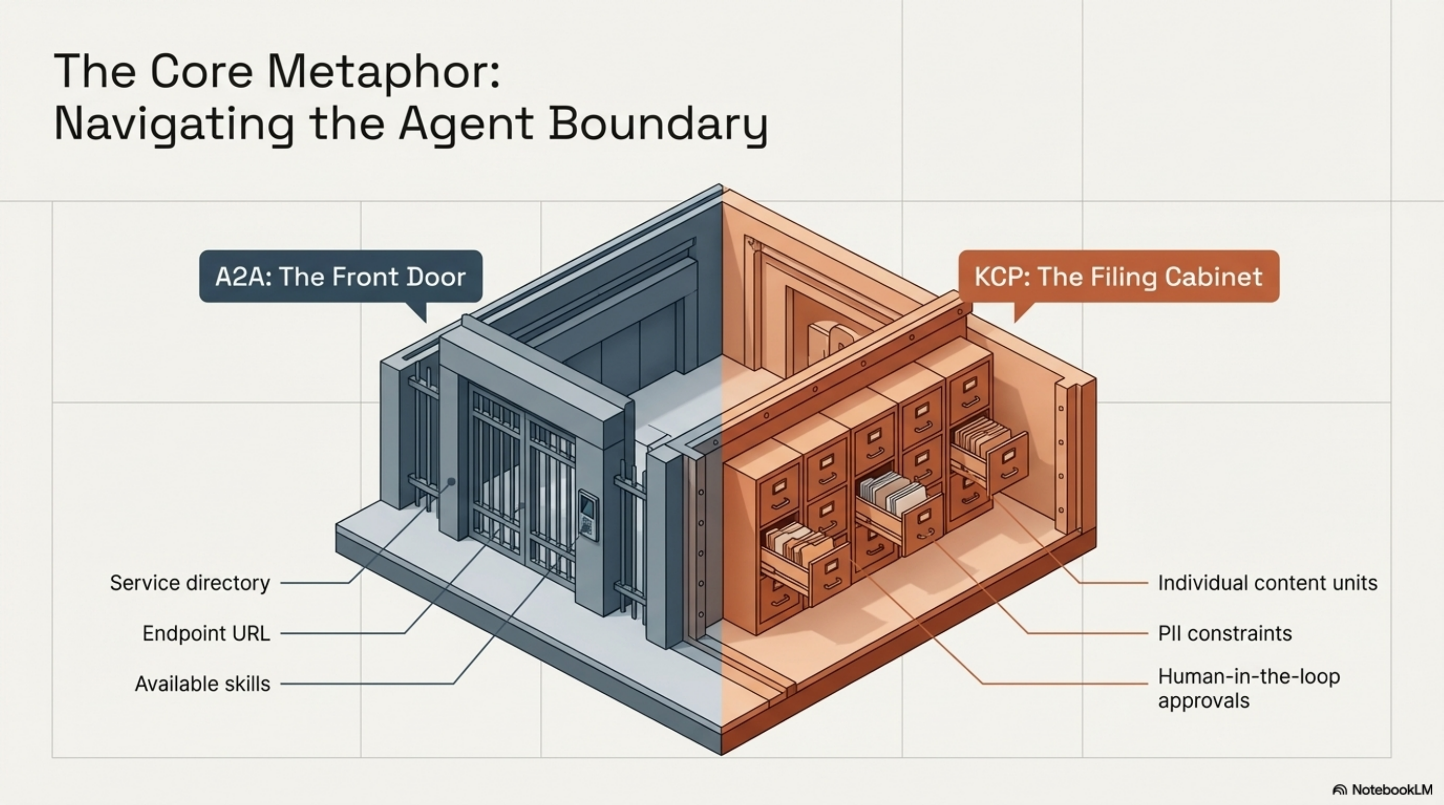 The Core Metaphor: A2A is the front door, KCP is the filing cabinet inside