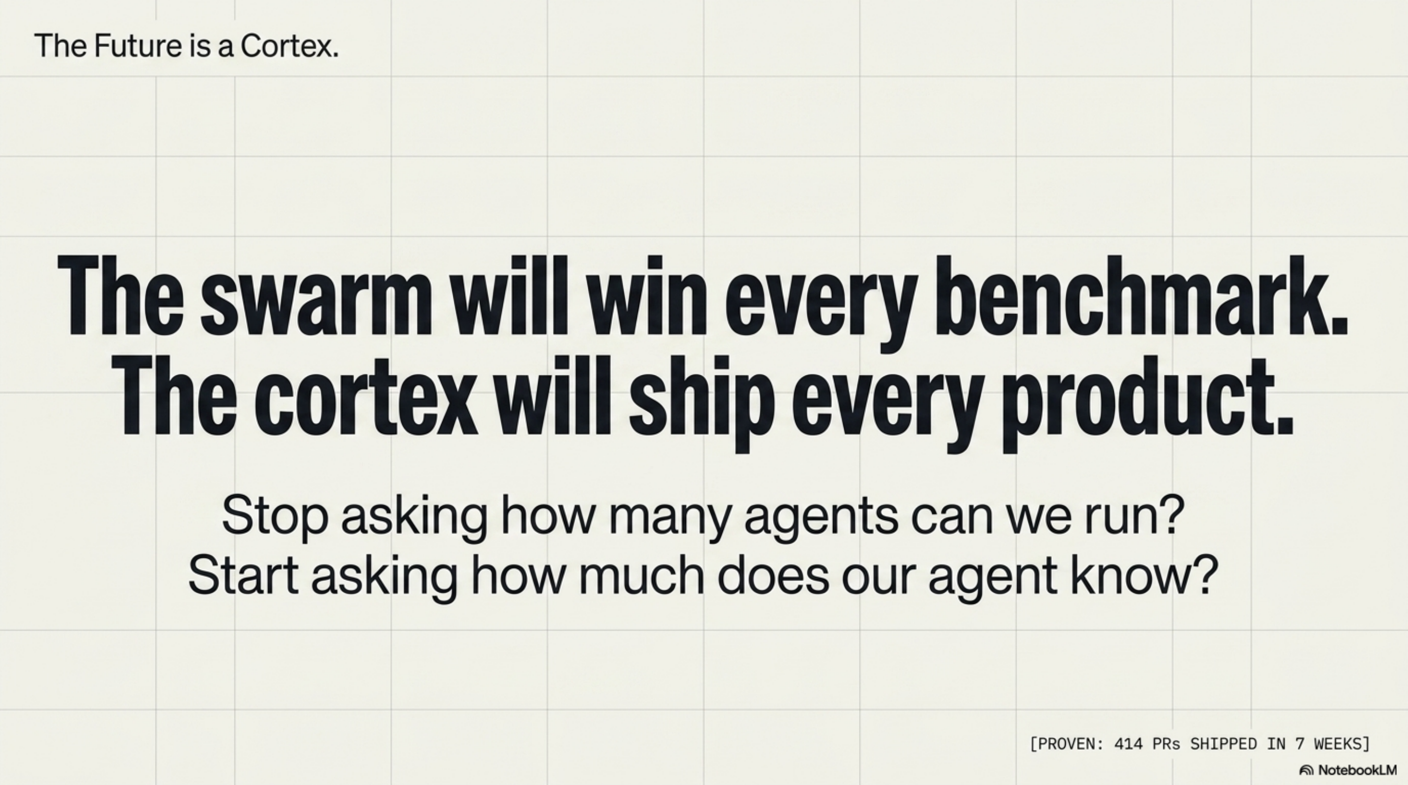 The Future is a Cortex — The swarm will win every benchmark. The cortex will ship every product.