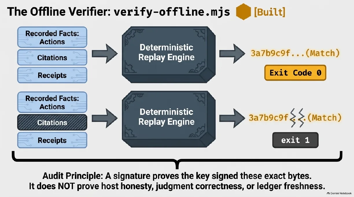 The offline verifier and what a signature proves