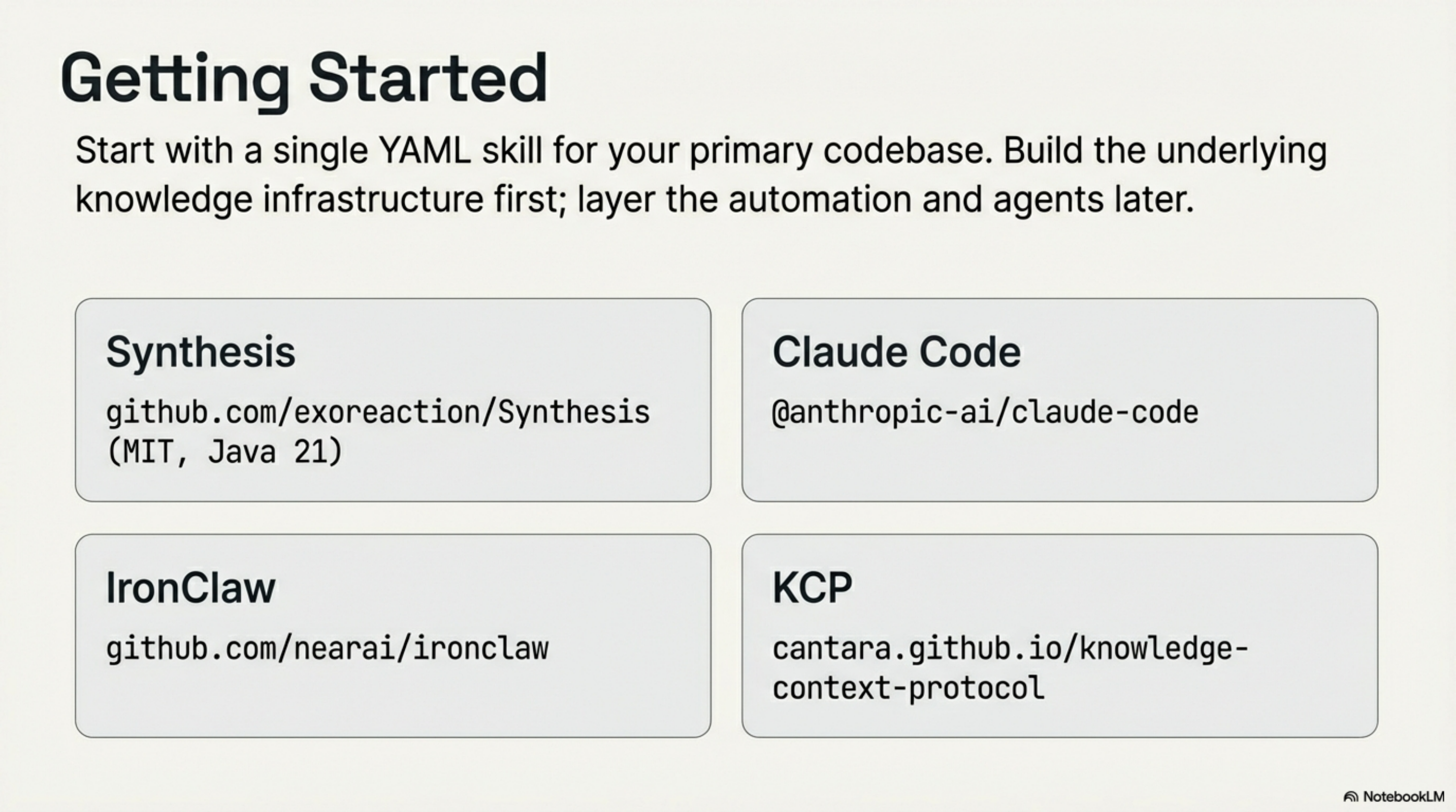 Getting Started: Synthesis, Claude Code, IronClaw, KCP