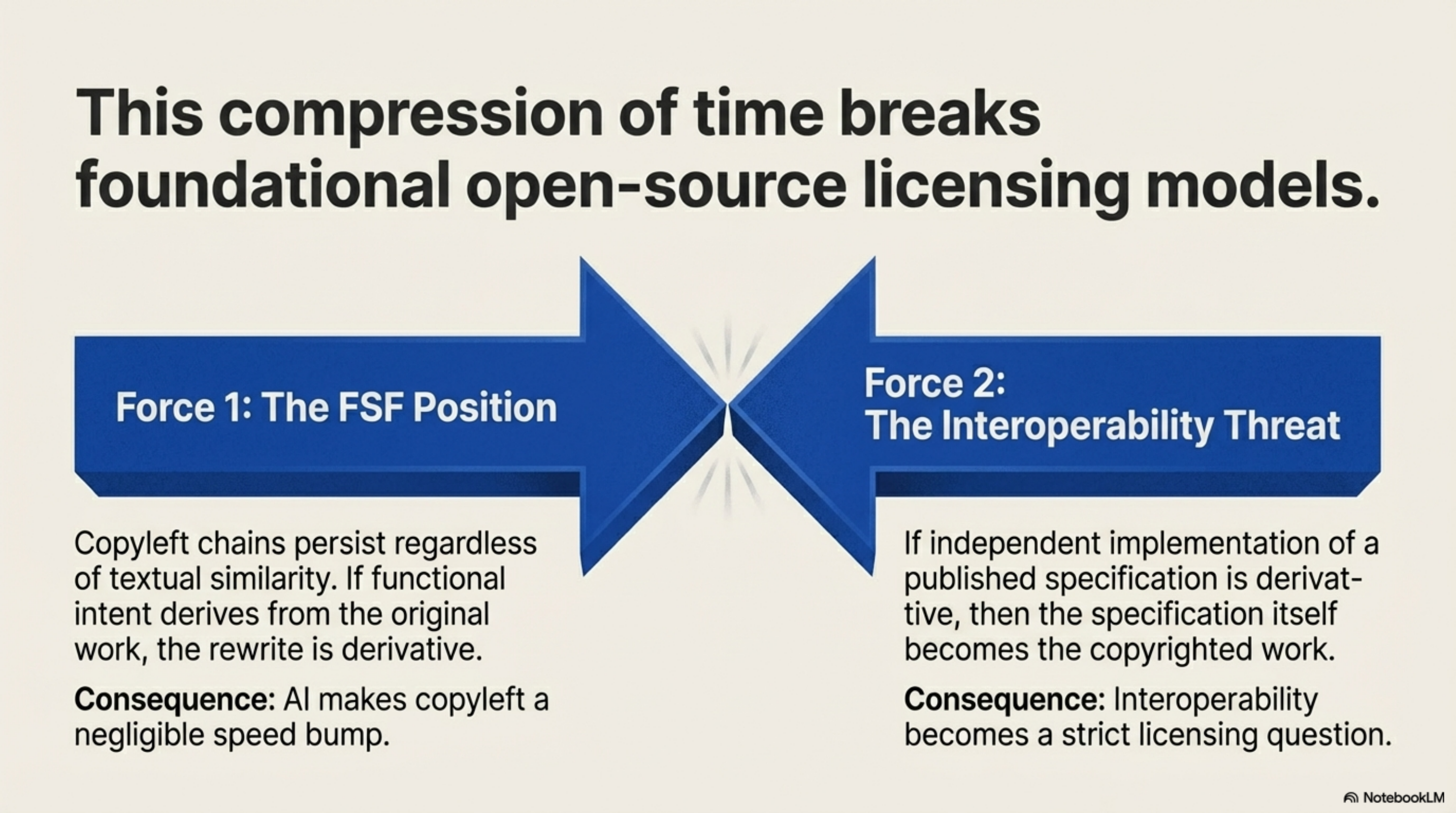 FSF position versus interoperability threat — the unresolved tension at the heart of AI-era licensing