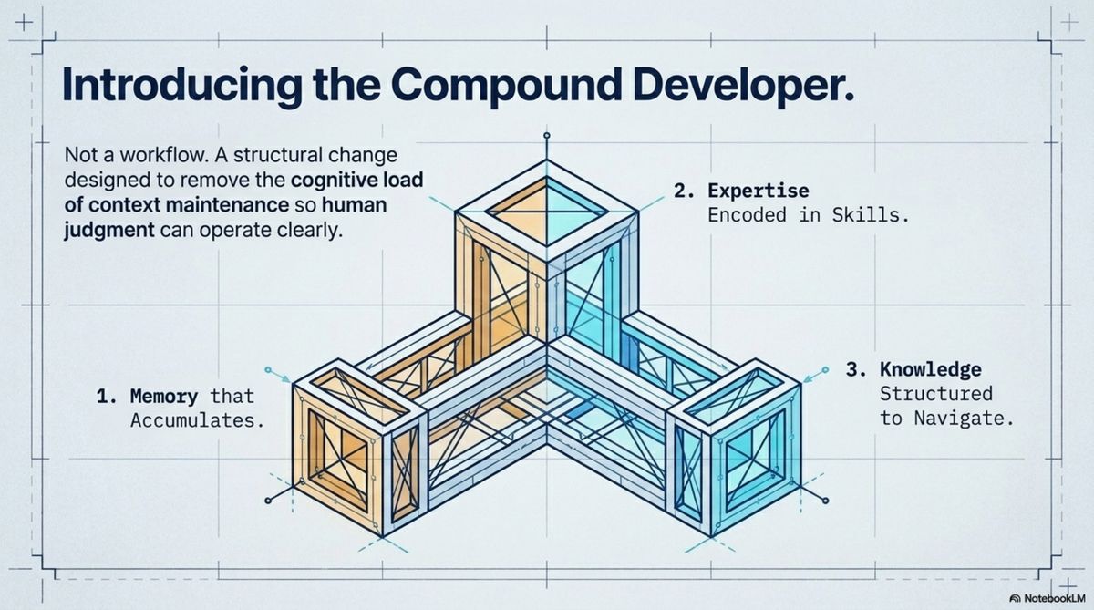 Introducing the compound developer — three structural properties: memory, expertise, knowledge