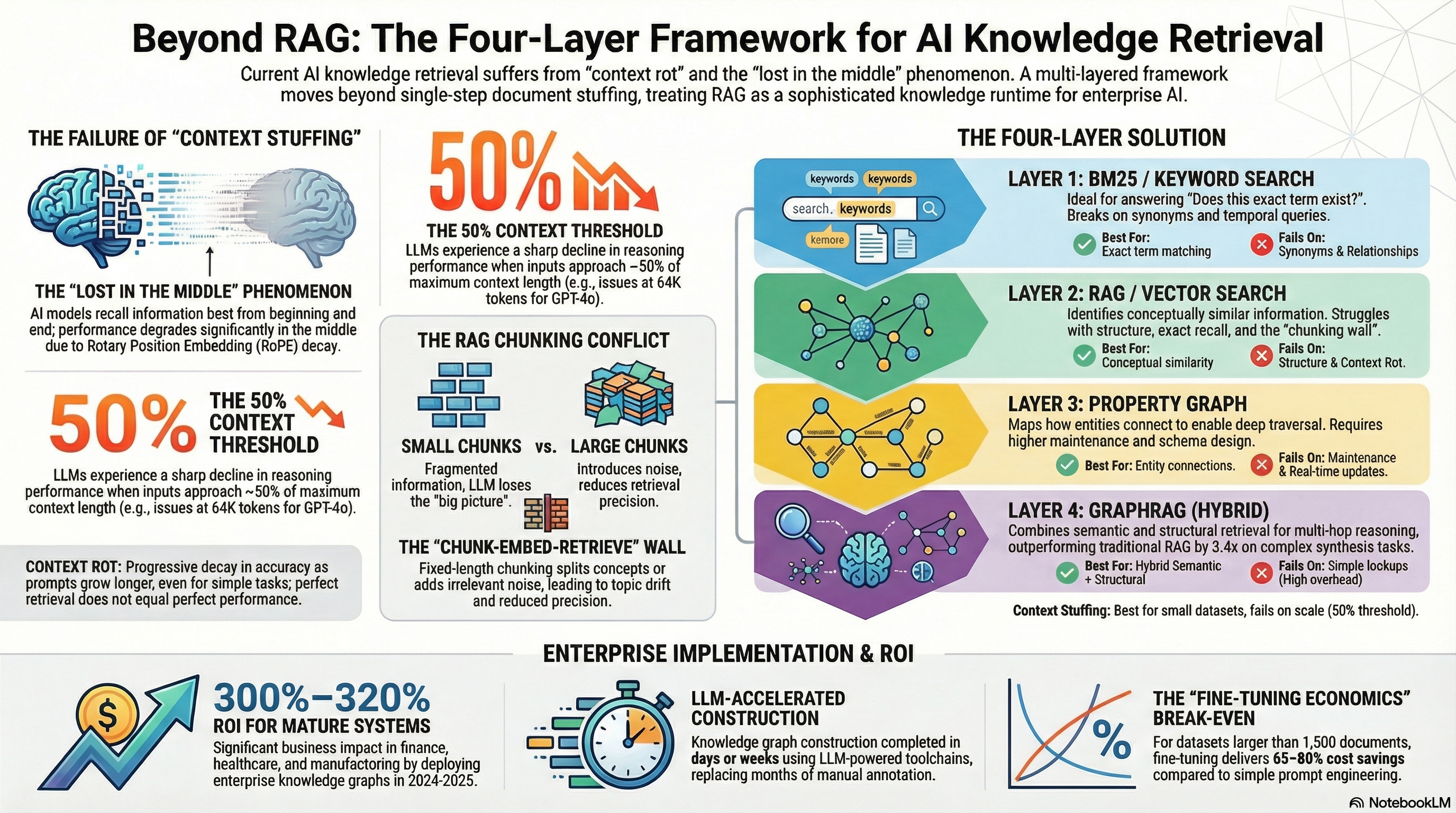 Beyond RAG: The Four-Layer Framework for AI Knowledge Retrieval — failure modes, layer breakdown, and enterprise ROI