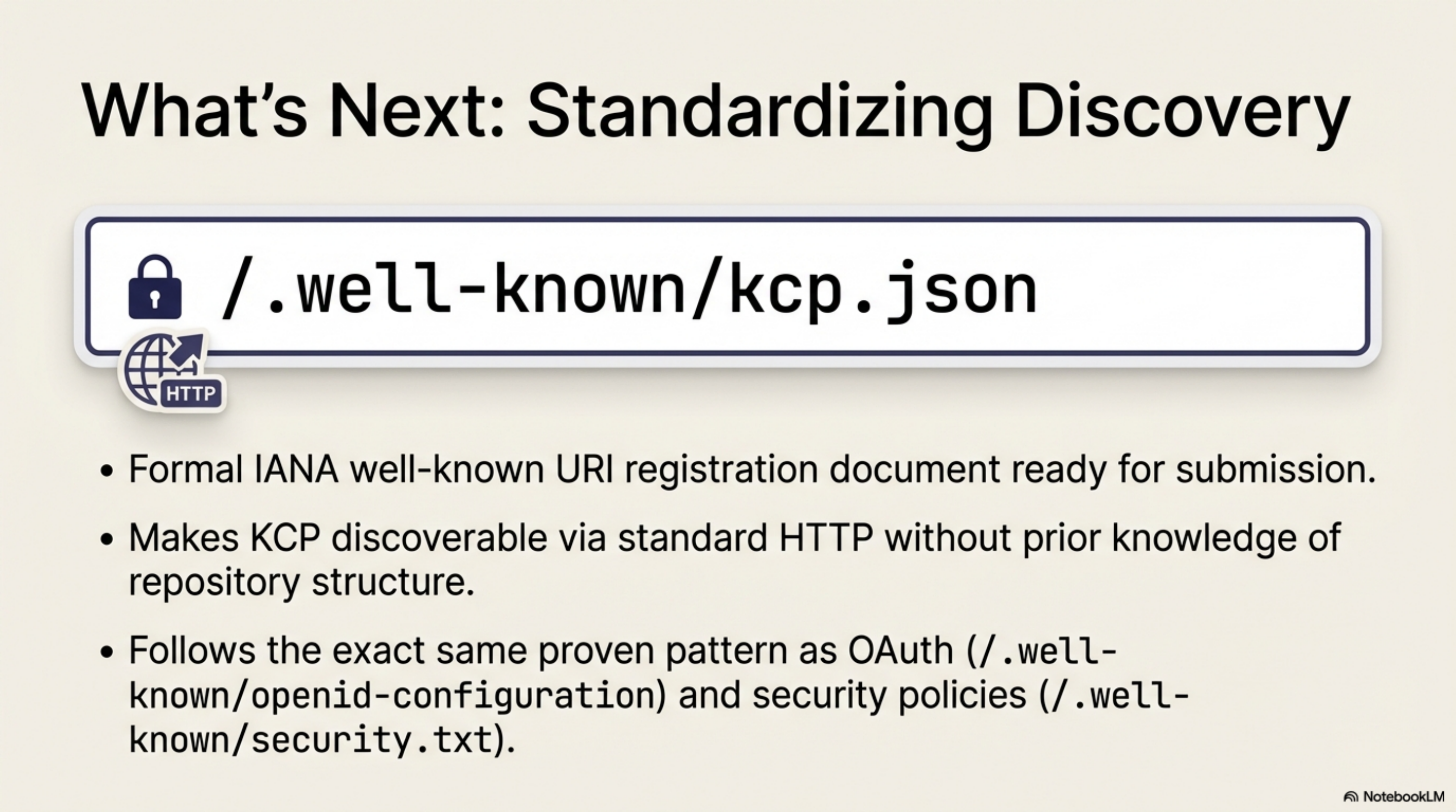 What's Next: Standardizing Discovery — /.well-known/kcp.json IANA registration