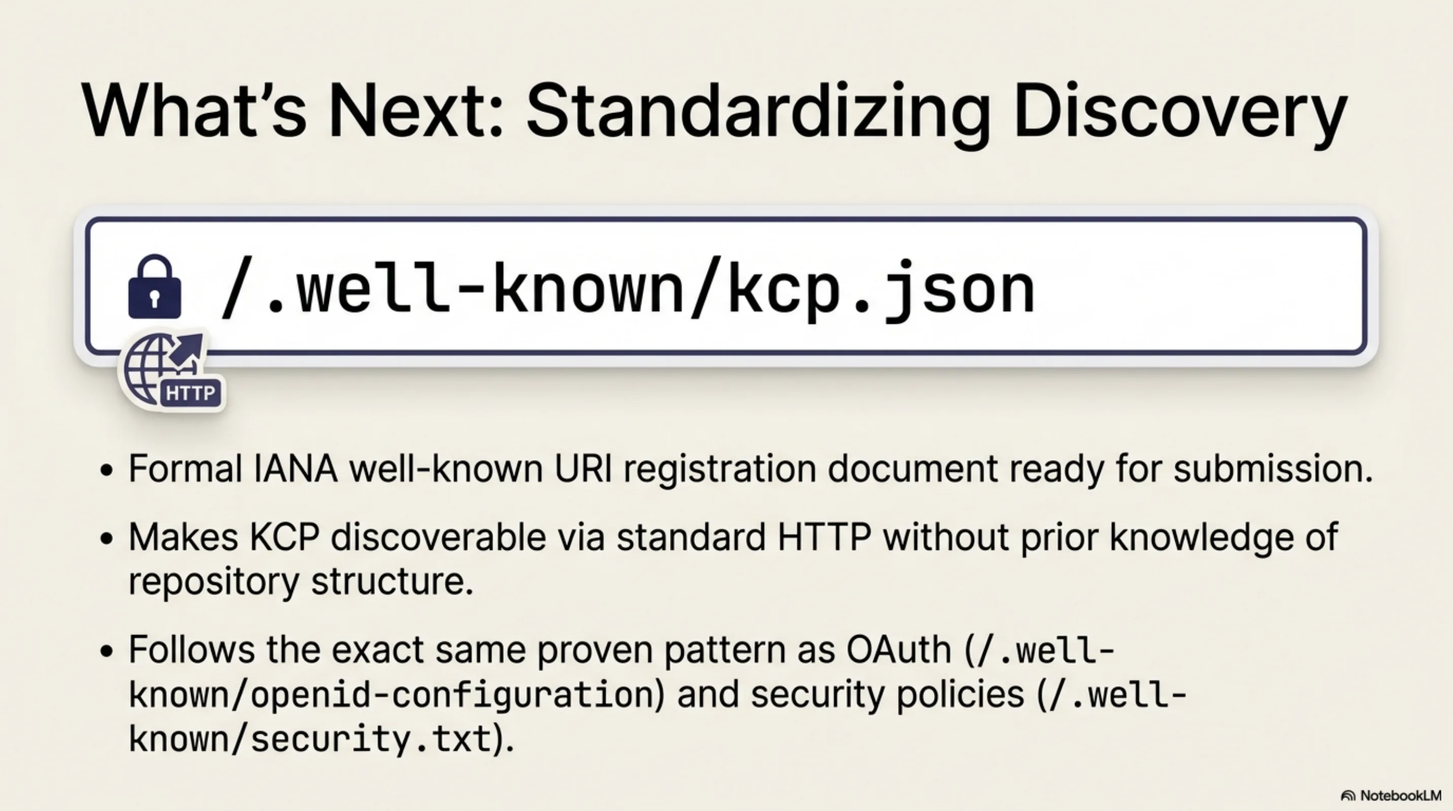 What's Next: Standardizing Discovery — /.well-known/kcp.json IANA registration