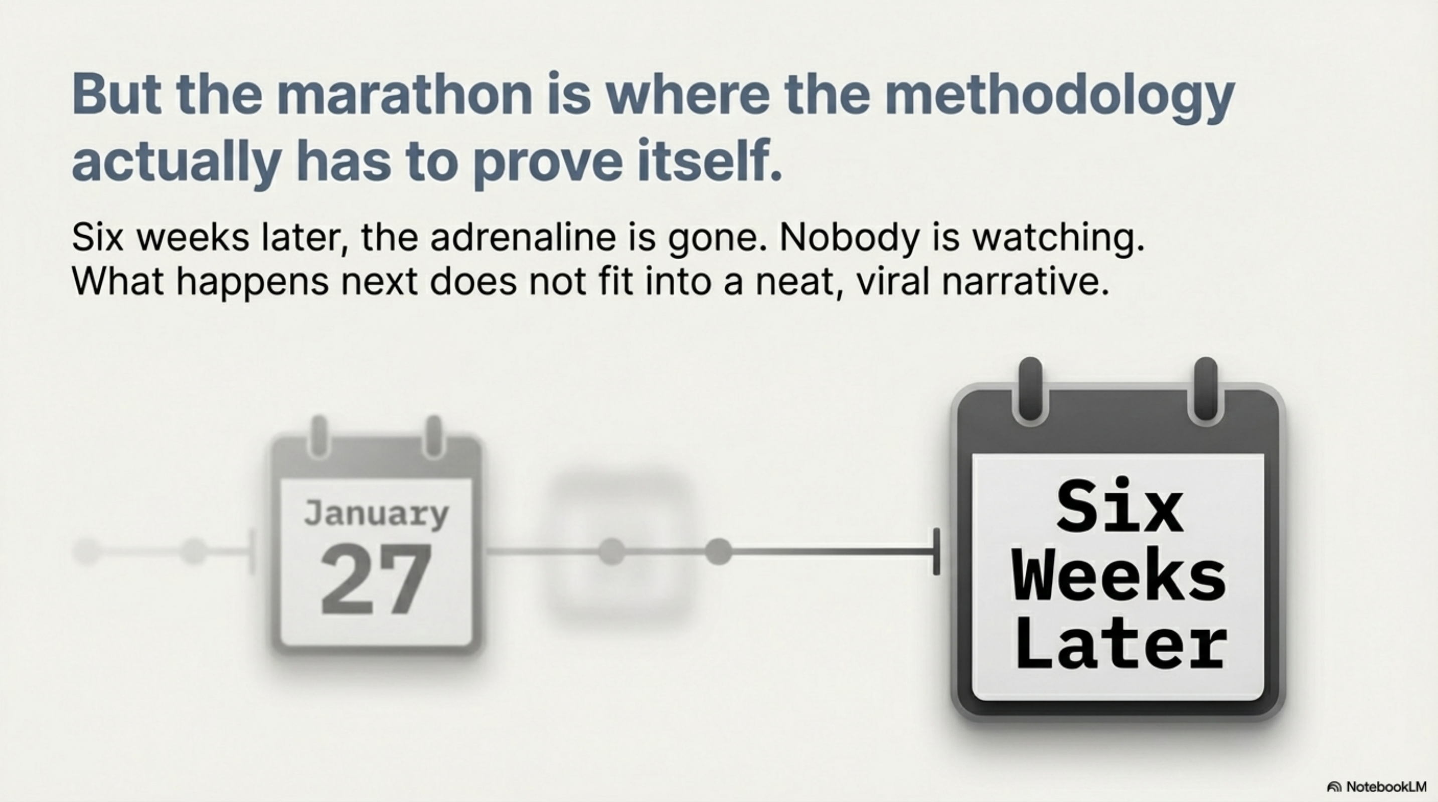 The marathon is where the methodology actually has to prove itself