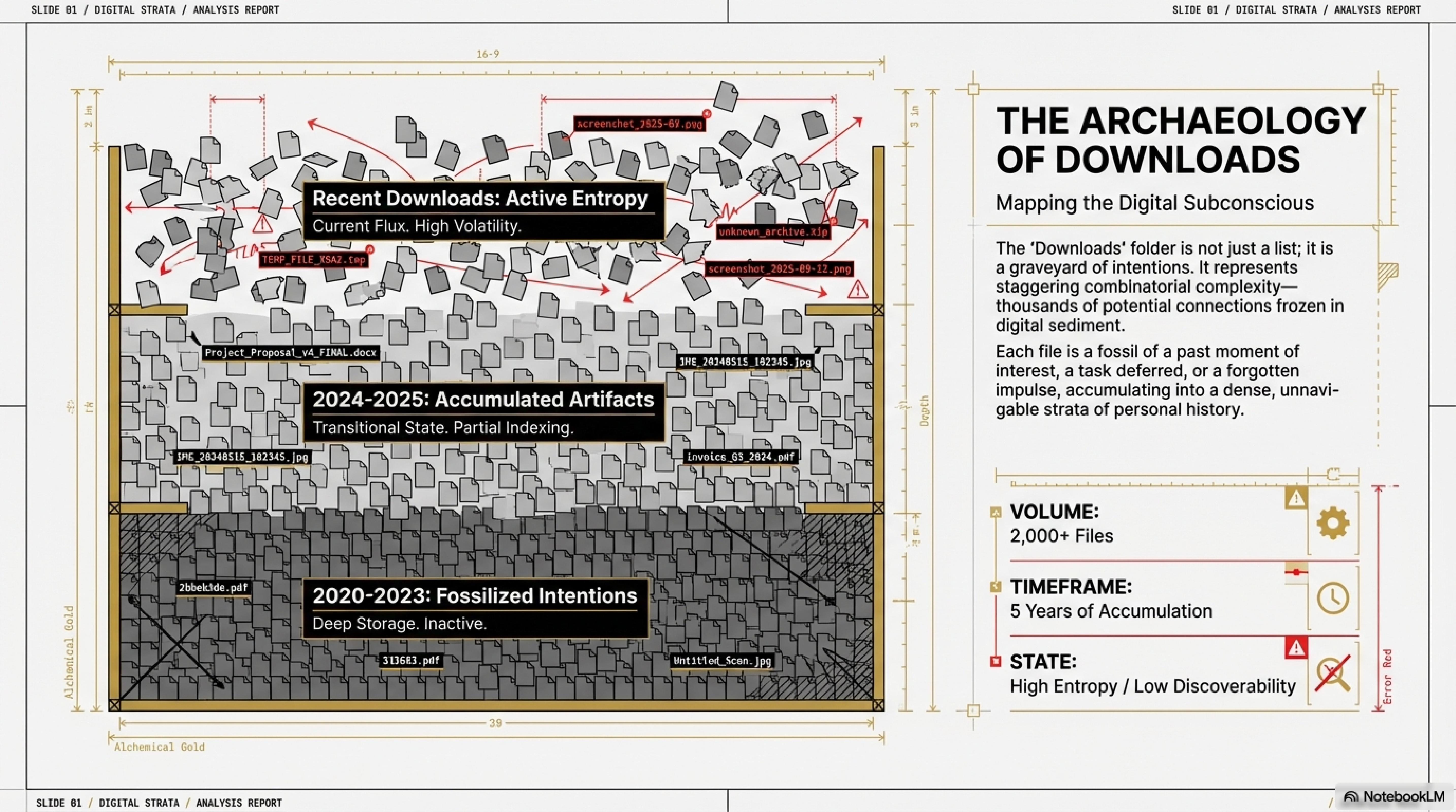 The archaeology of downloads — 2,000+ files, five years of strata, fossilized intentions