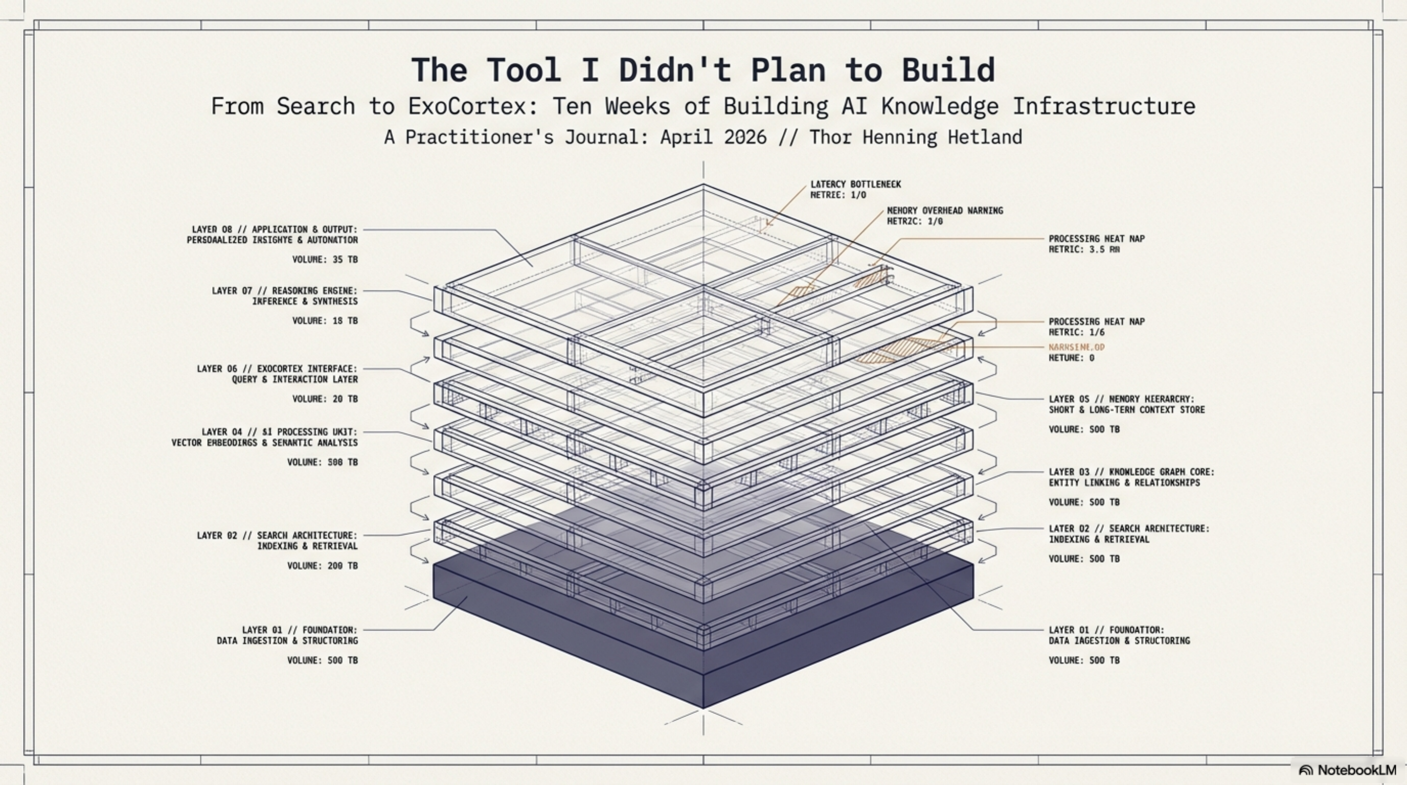 The Tool I Didn't Plan to Build — blueprint architecture of 8 knowledge layers